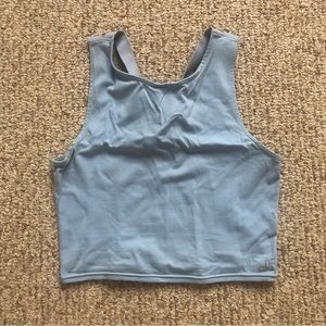 Blue criss cross cropped tank
